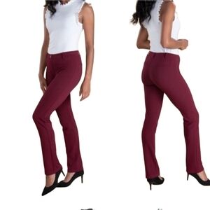 NWT Betabrand Classic Women's M Dress Pant Yoga Pants Burgundy Straight Leg